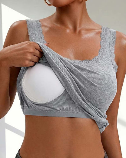 Padded Lace Trim Tank Top