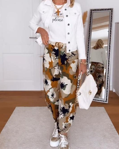 Casual Printed Knickerbocker Pants