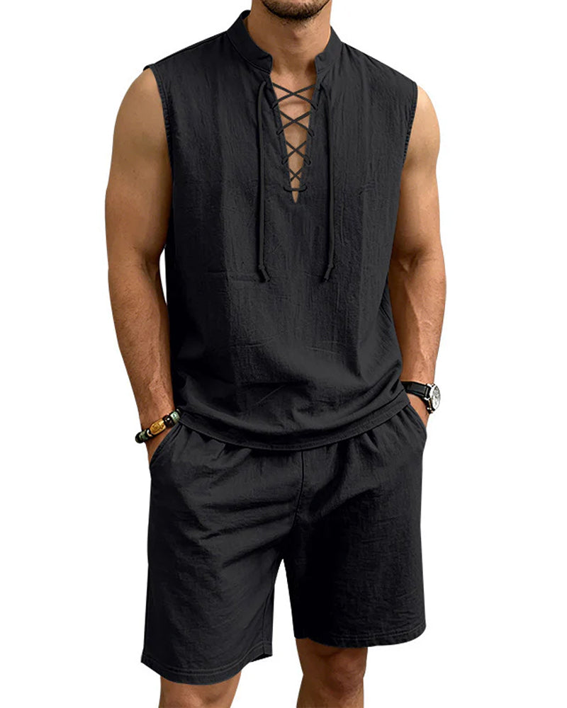 Men's V-Neck Two-Piece Set