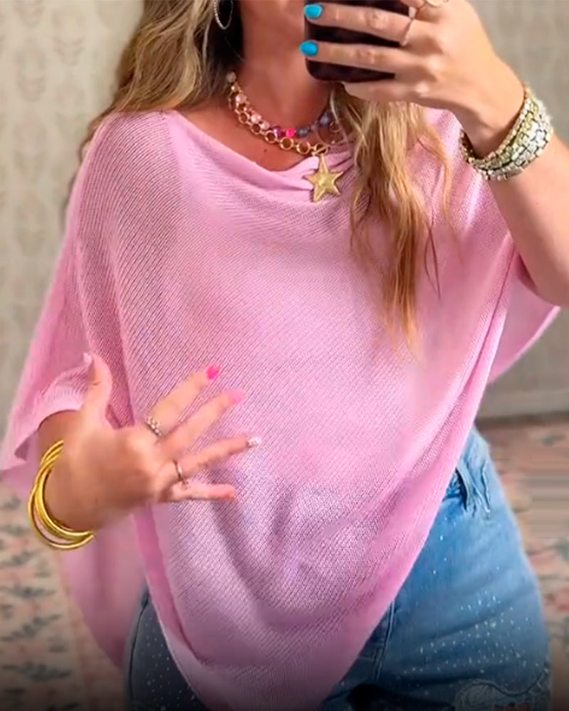 Solid Off-Shoulder Asymmetric Cover-Up