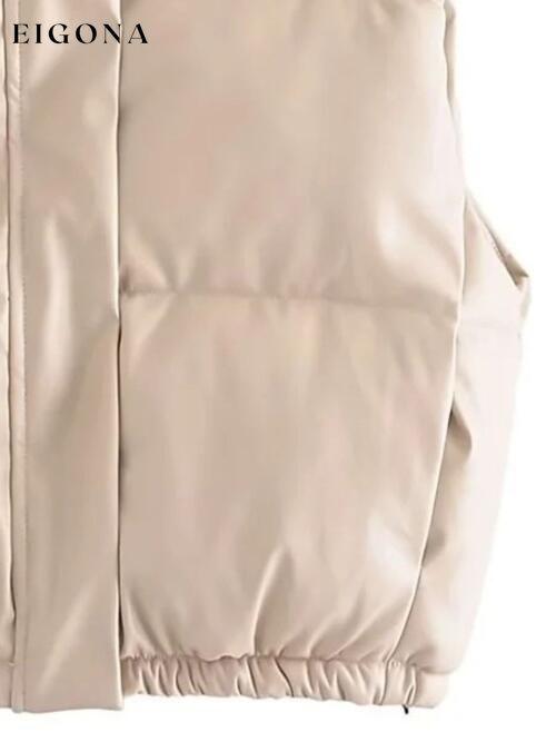 PU Leather Zip Up Drawstring Vest clothes K&BZ Ship From Overseas