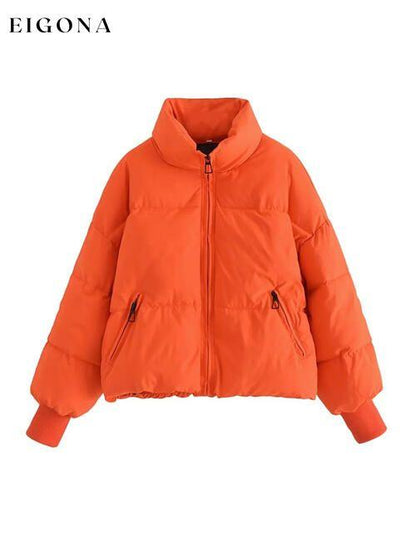 Zip Up Drawstring Winter Coat with Pockets Pumpkin clothes K&BZ Ship From Overseas