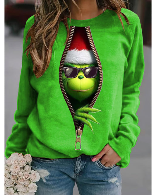 Women's Christmas Printed Crew Neck Sweatshirt