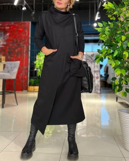 High Neck Dress with Pockets Black 2023 f/w 23BF casual dresses Clothes Dresses spring