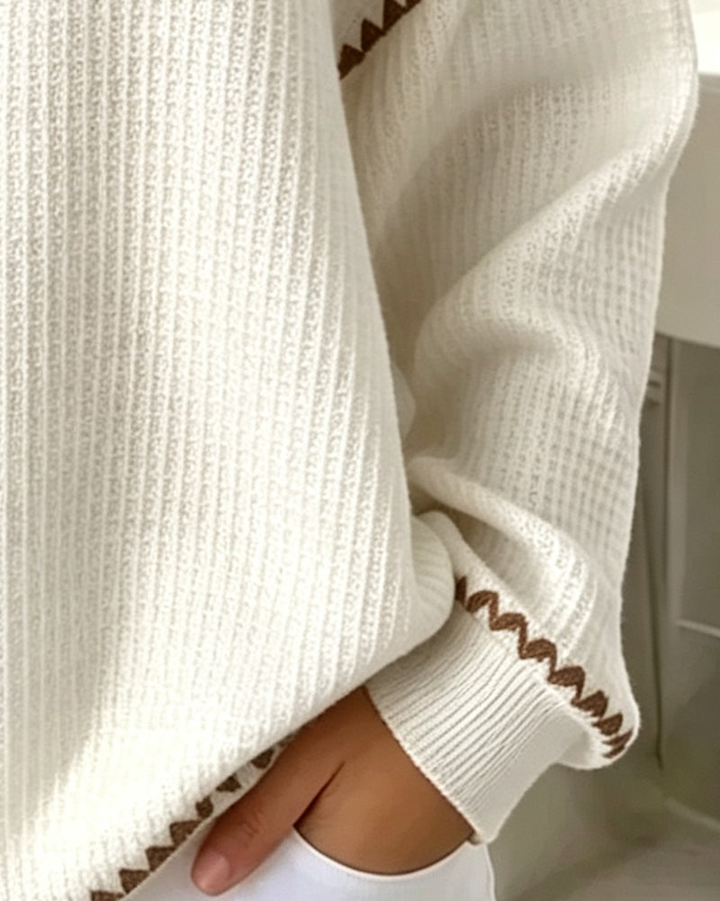 Crew Neck Button Casual Sweatshirt 2024 f/w spring sweatshirts