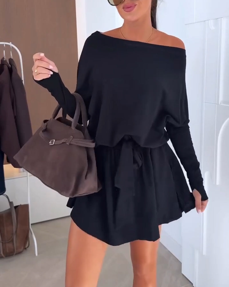 Off-Shoulder With Leggings Dress