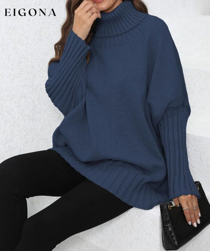 Turtle Neck Long Sleeve Ribbed Sweater clothes O & Y.M Ship From Overseas trend