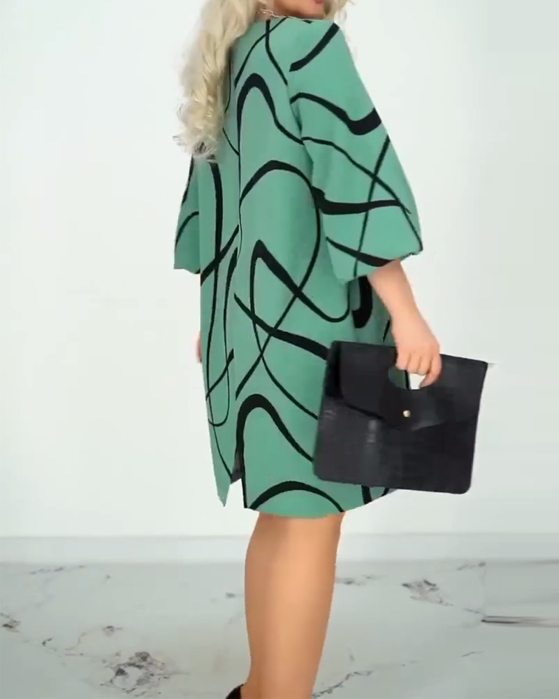 Printed Round Neck Fashionable Design Dress