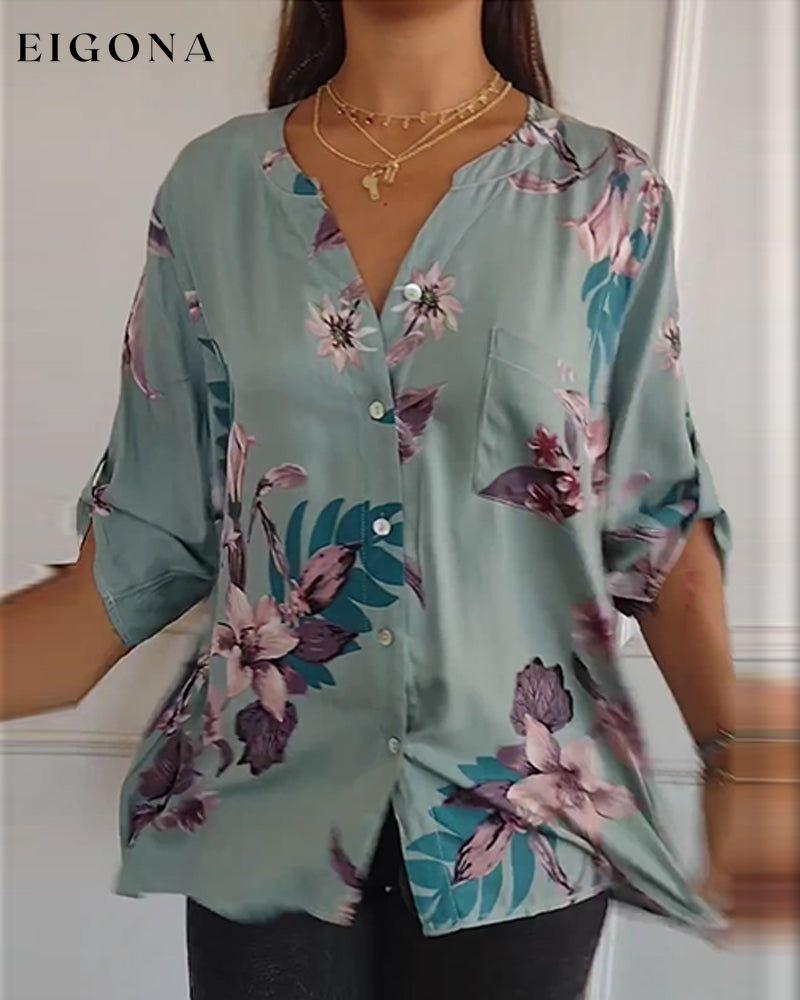 Half Sleeve V-Neck Floral Top blouses & shirts spring summer