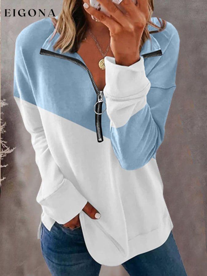 Women's Contrast Zipper Pullover top tops