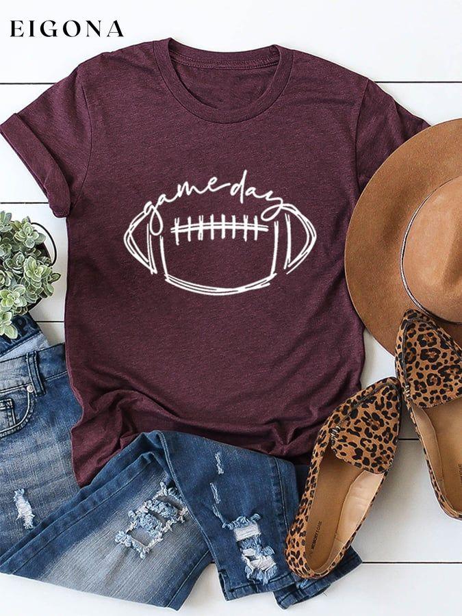 Women's Gameday Football Lover Casual Cotton Tee ball print