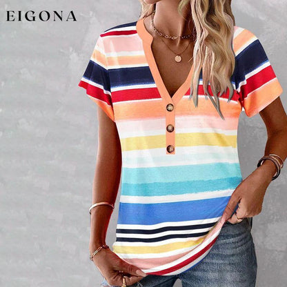 Colourful Striped Casual Blouse Multicolor best Best Sellings clothes Plus Size Sale tops Topseller