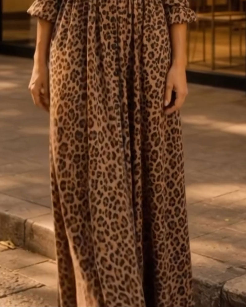 Leopard Lapel Casual Dress 2024 f/w casual dresses spring
