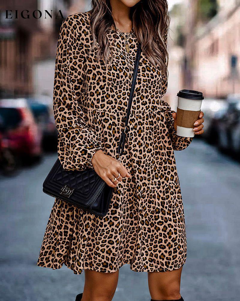 Round Neck Leopard Dress Leopard 2022 F/W 23BF Casual Dresses Clothes Dresses Spring Summer