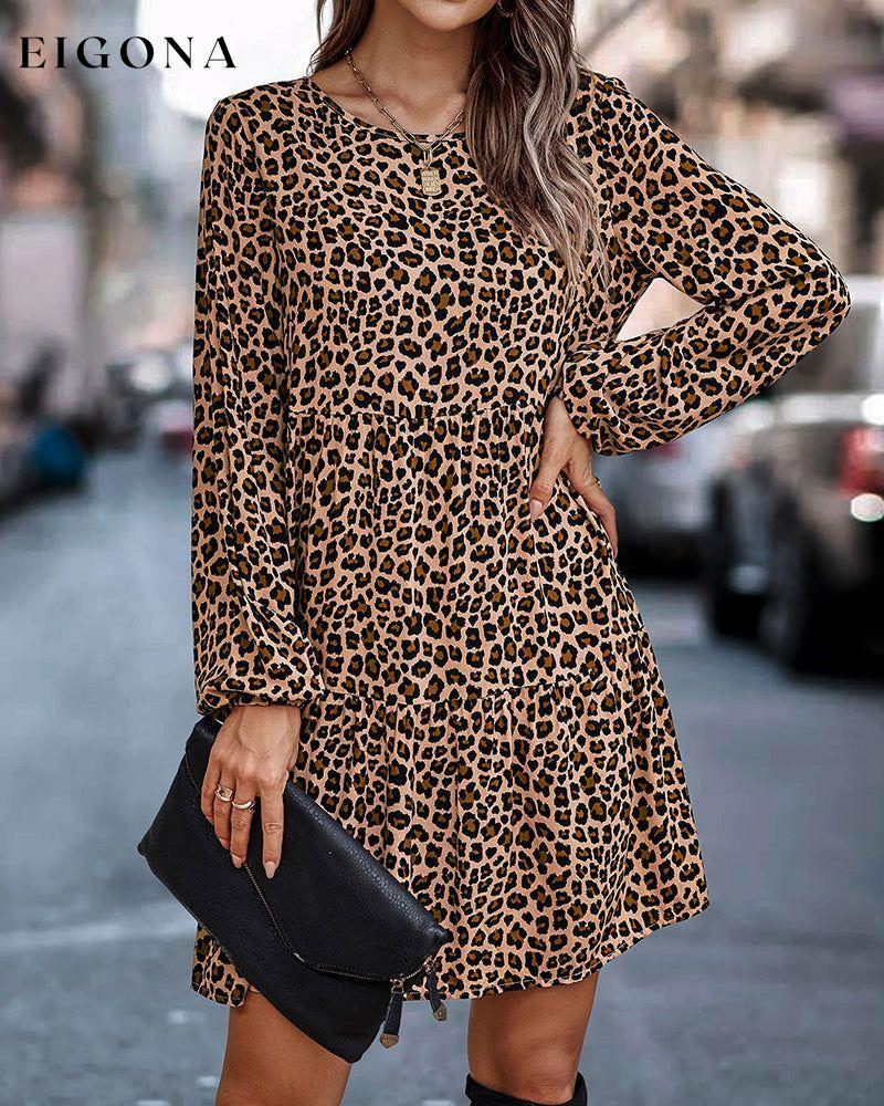 Round Neck Leopard Dress 2022 F/W 23BF Casual Dresses Clothes Dresses Spring Summer