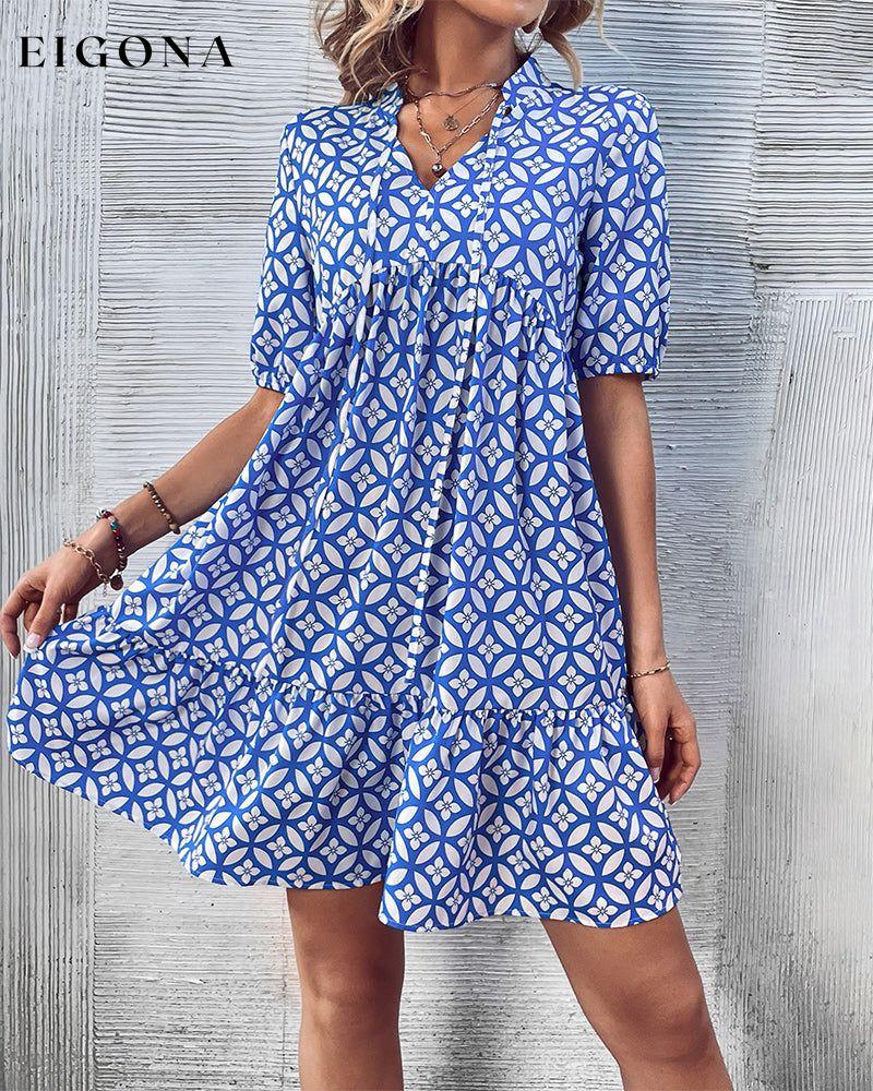 Fresh printed short sleeve dress 23BF Casual Dresses Clothes Dresses Spring Summer
