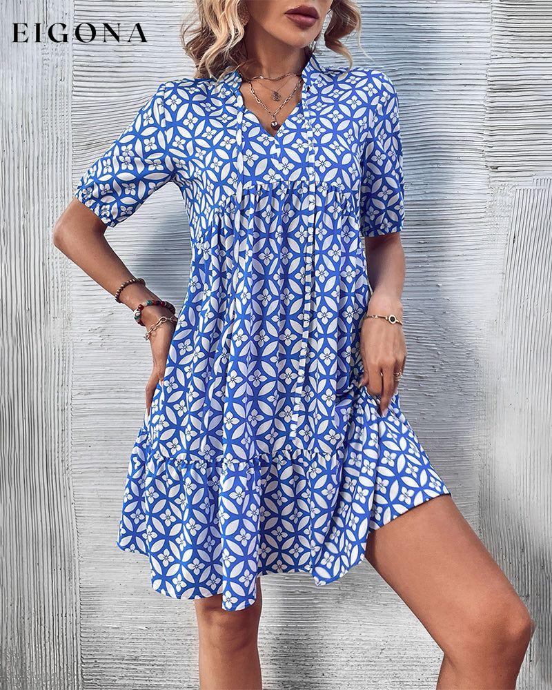 Fresh printed short sleeve dress 23BF Casual Dresses Clothes Dresses Spring Summer
