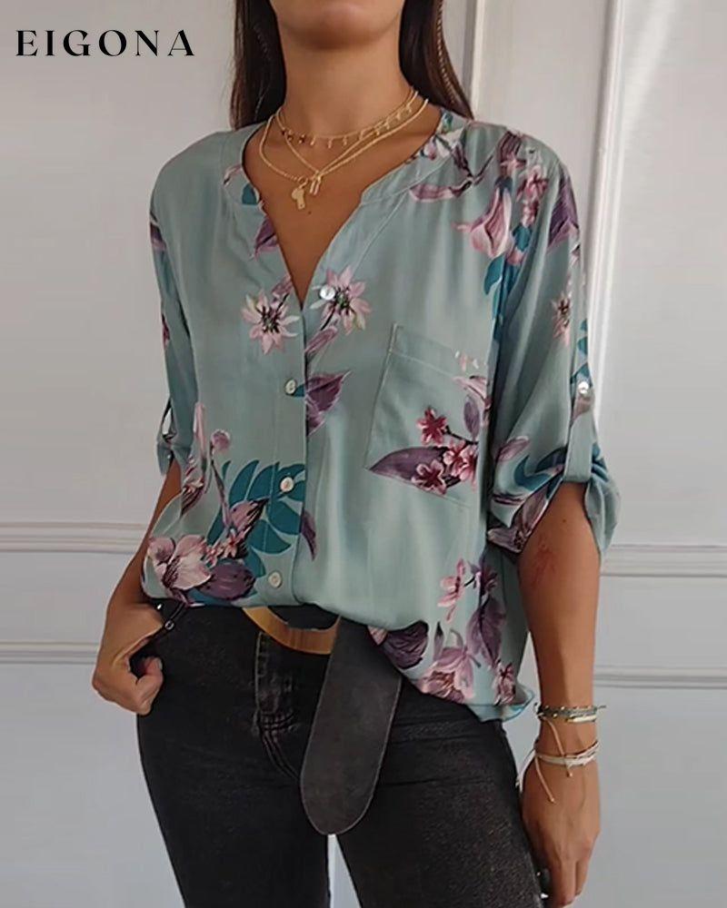 Half Sleeve V-Neck Floral Top blouses & shirts spring summer