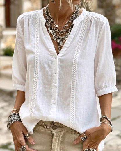 Solid Color Half Sleeve Blouse
