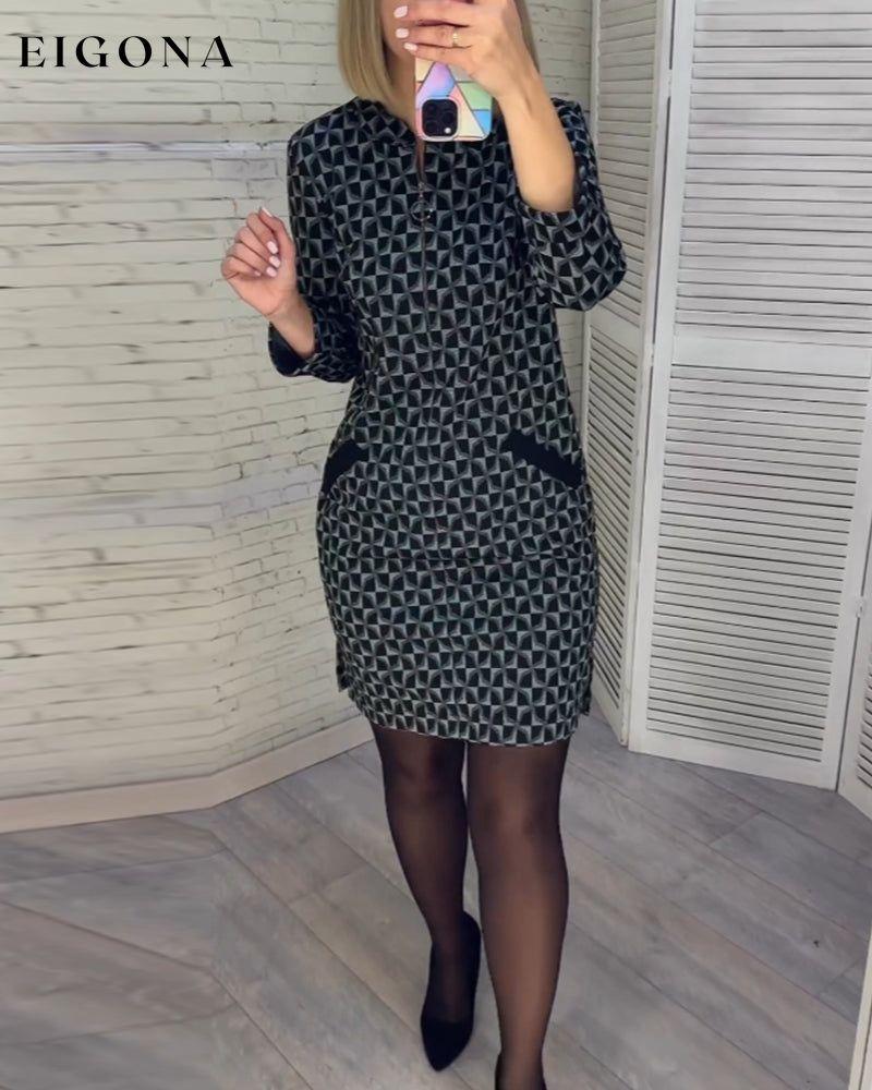 Argyle print long-sleeved dress 2023 f/w Casual Dresses Clothes Dresses elegant dress