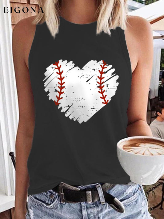 Women's Baseball Love-Heart Sleeveless Tee ball print