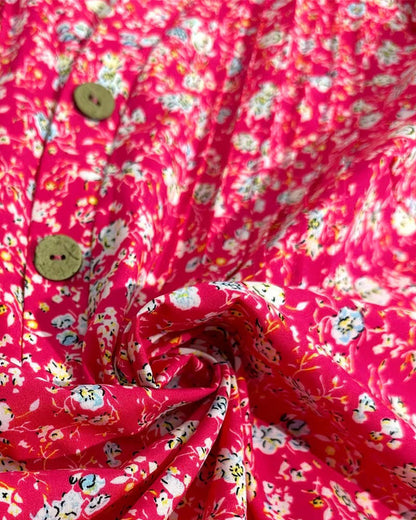 V-neck Button Floral Print Blouse