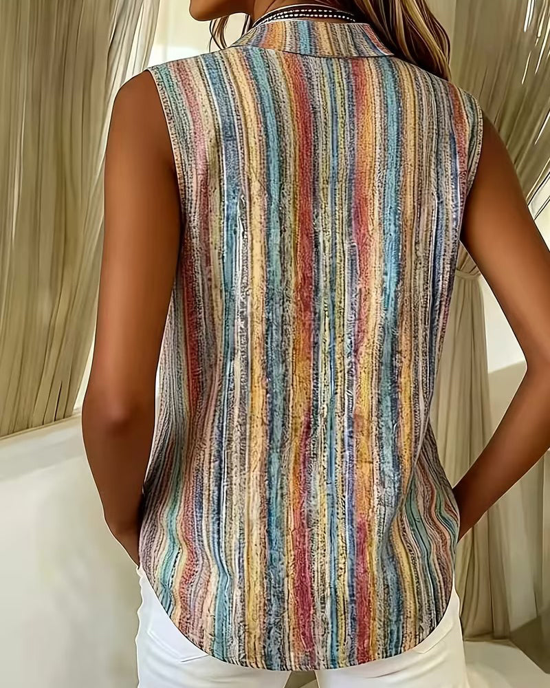 Sleeveless Striped Colorful Shirt