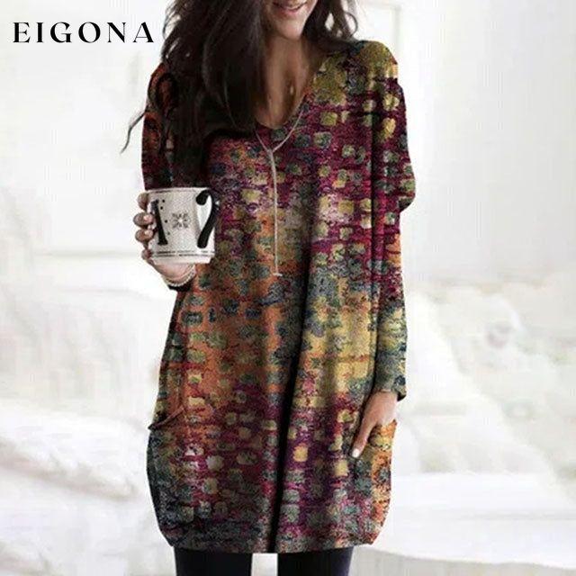 Colorful Print Casual Blouse Multicolor best Best Sellings clothes Plus Size Sale tops Topseller