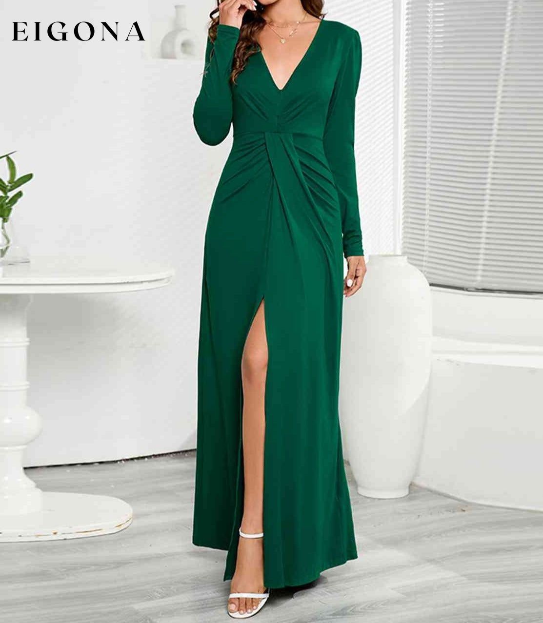 V-Neck Long Sleeve Split Dress CATHSNNA clothes dress dresses maxi dress Ship From Overseas Shipping Delay 09/29/2023 - 10/03/2023