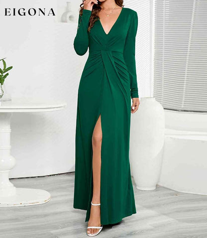 V-Neck Long Sleeve Split Dress CATHSNNA clothes dress dresses maxi dress Ship From Overseas Shipping Delay 09/29/2023 - 10/03/2023