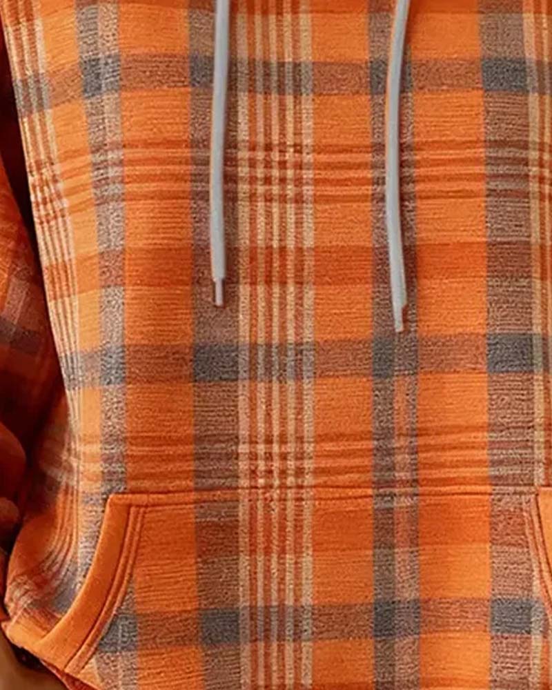 Plaid Pocket Casual Hoodie 2024 f/w hoodies spring