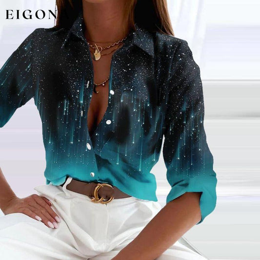 Meteor Print Gradient Blouse Multicolor best Best Sellings clothes Plus Size Sale tops Topseller