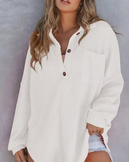 Solid Button-Down Loose Lapel Blouse 2024 f/w blouses & shirts spring