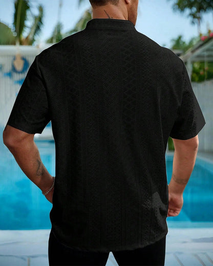 Hollow-Out Stand Collar Men's Shirt
