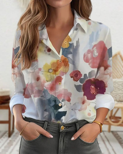 Elegant shirt with colorful floral print blouses & shirts spring summer