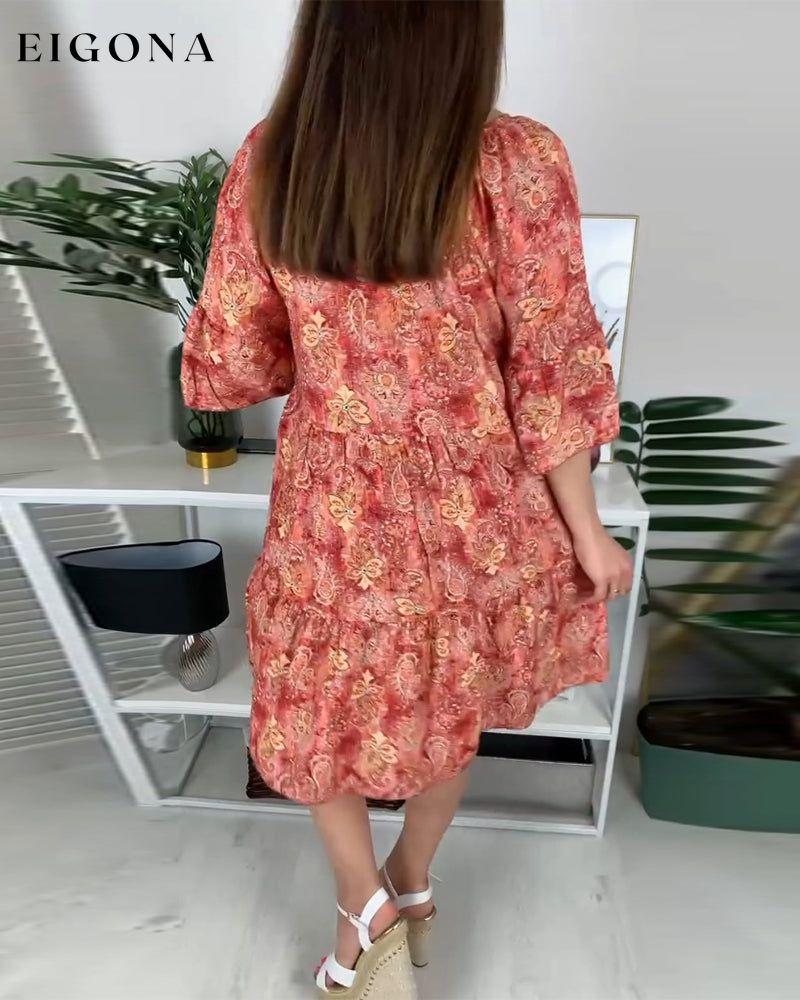 Floral Print Dress with Drawstring casual dresses spring summer