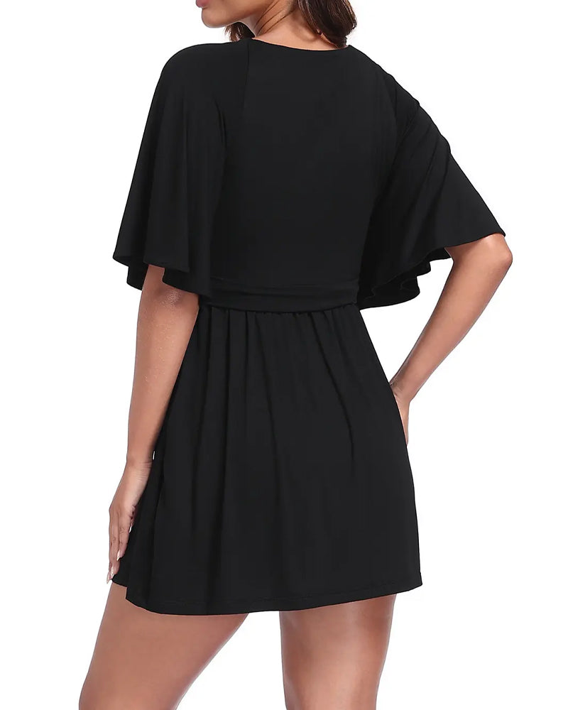 V-Neck Waist-Cinching Romper Dress casual dresses spring summer