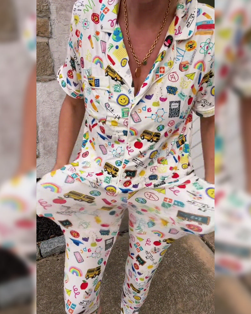 Printed Casual Comfortable Two-Piece Set