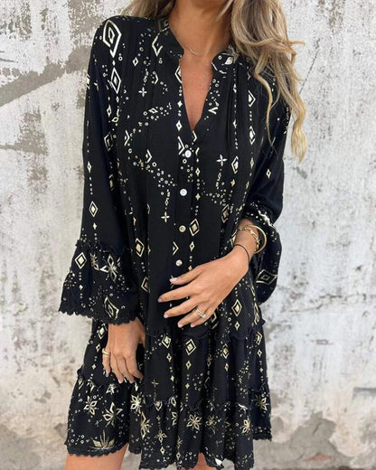 Lace Sleeve Hollow Out Oversized Dress