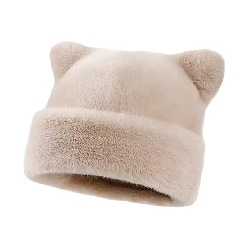 Leopard Print Plush Cat Ear Hat