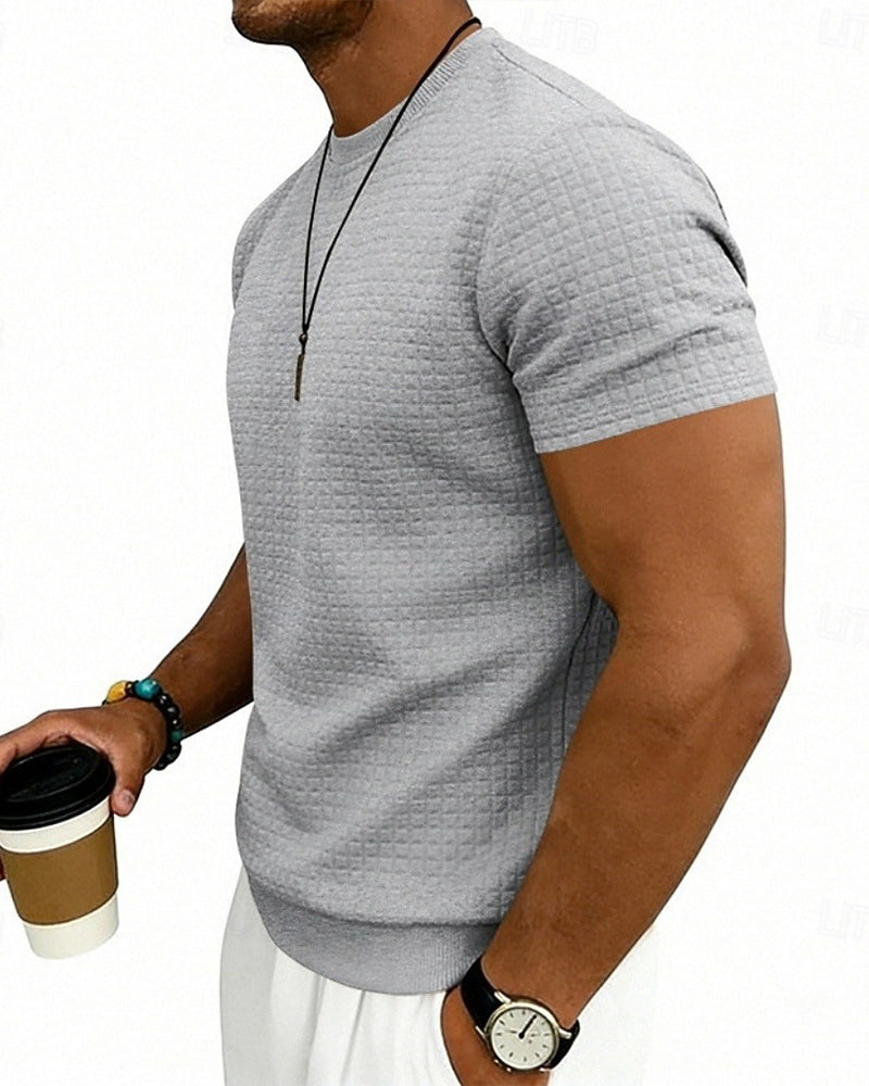 T-Shirt Ribbed Crewneck Short-Sleeve