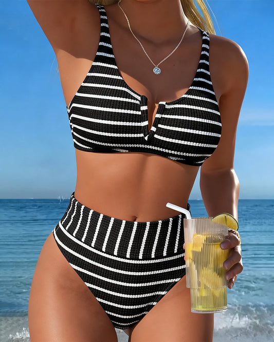Black White Ribbed Stripe Bikini 2024 f/w bikinis spring summer