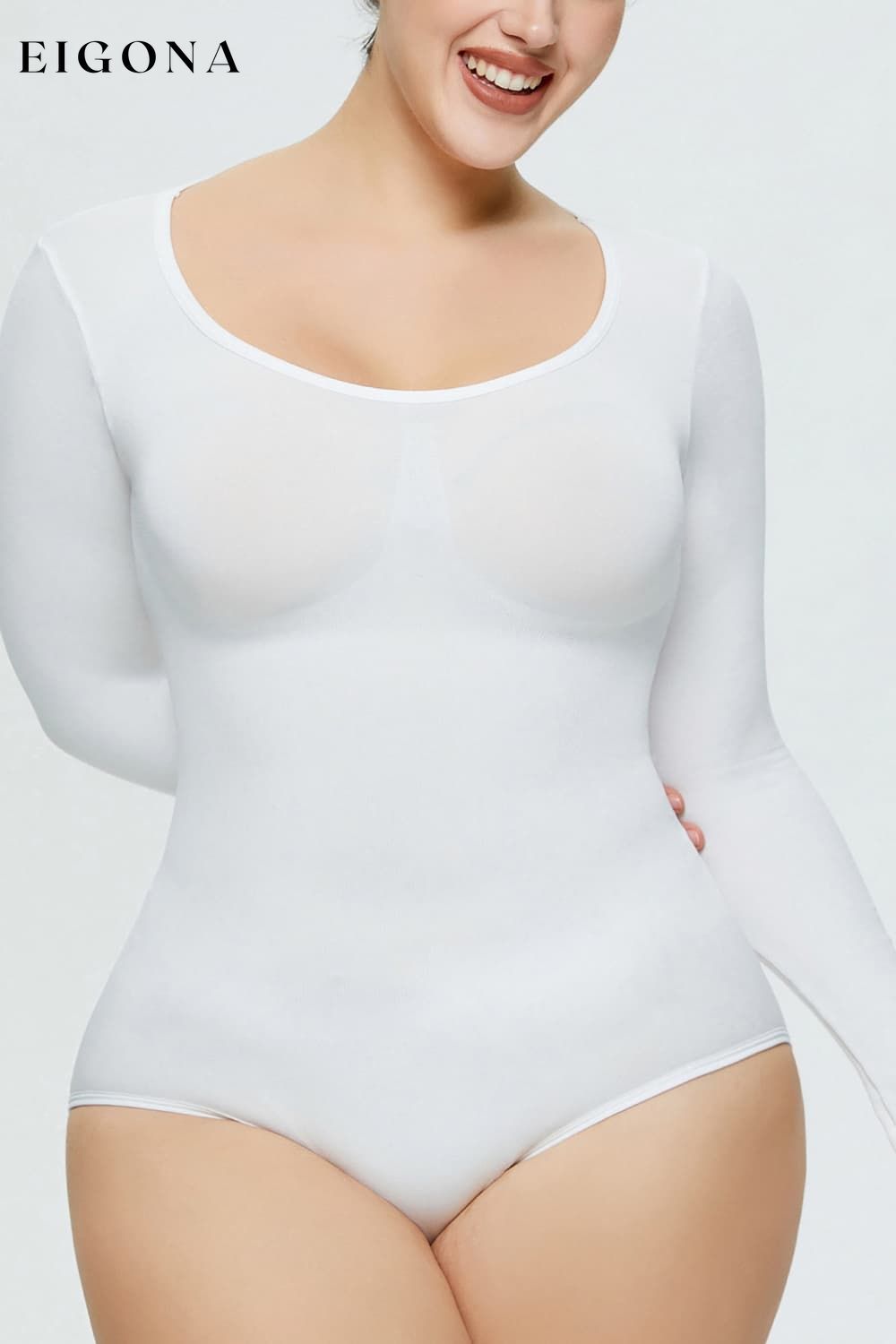 Long Sleeve Shaping Bodysuit White clothes R.T.S.C Ship From Overseas