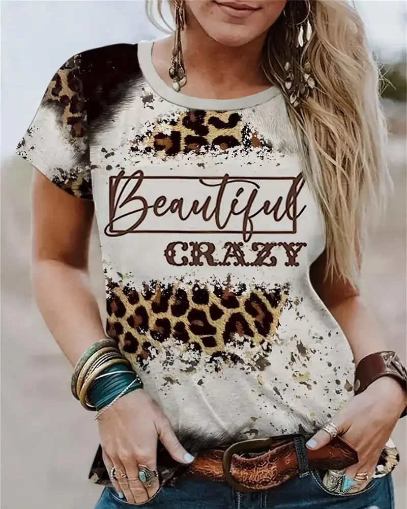 Retro Chic Vintage Leopard Print T-Shirt 2024 f/w faith & slogan spring summer t-shirts