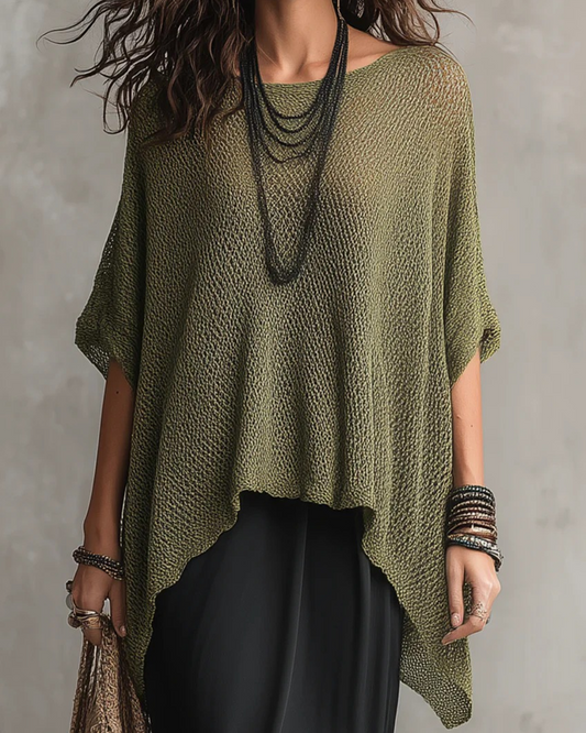 Solid Color Irregular Loose Pullover pullovers spring summer