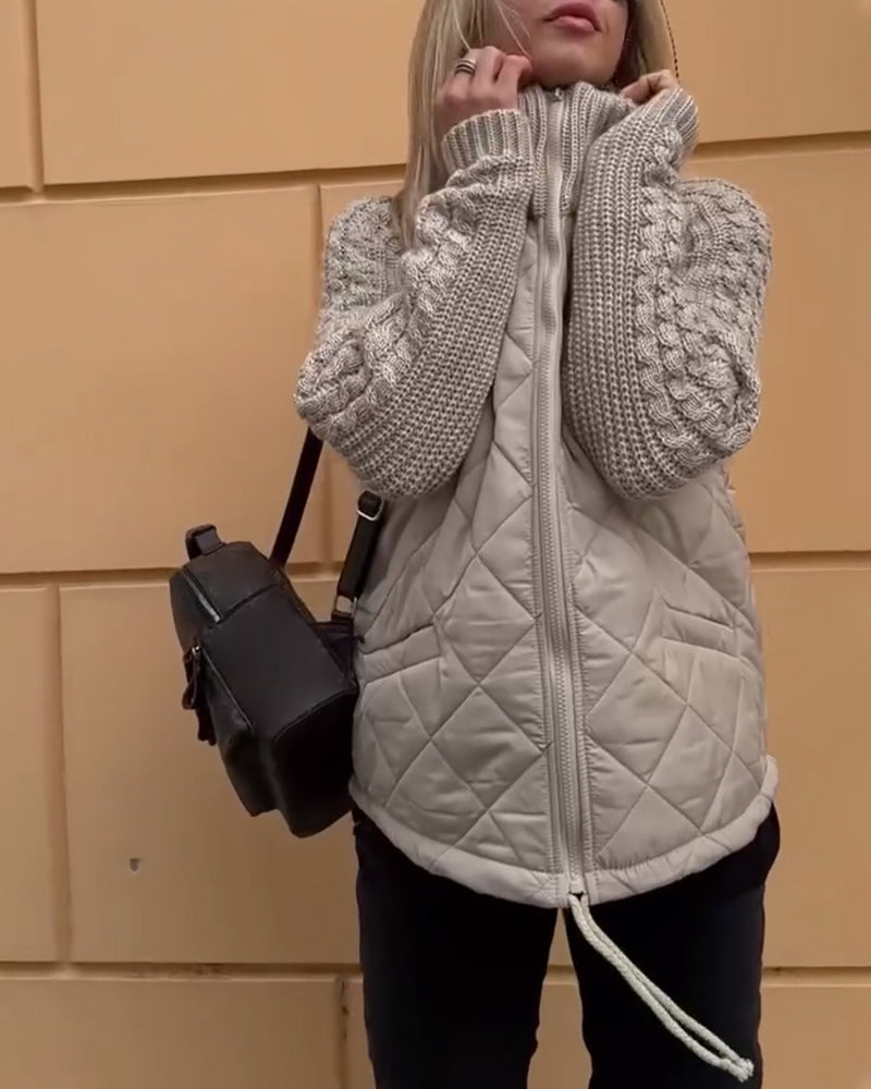 Einfarbiger Mantel mit hohem Kragen und Reißverschluss