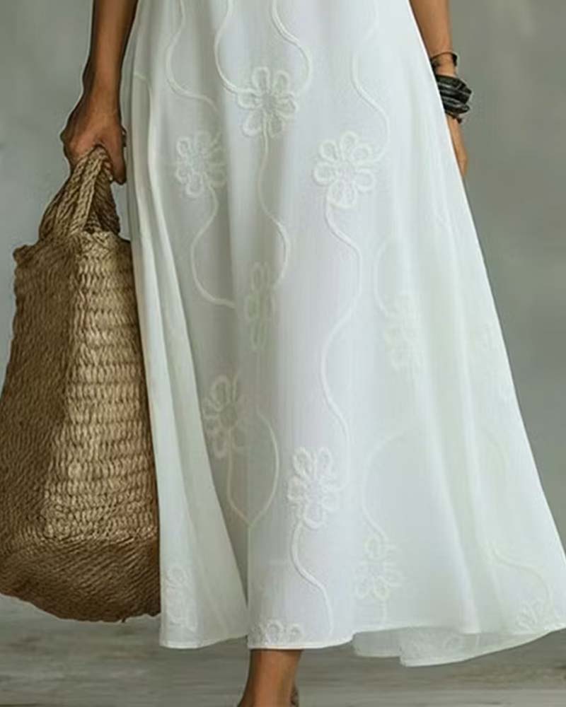 V-Neck A-Line Midi Dress casual dresses spring summer