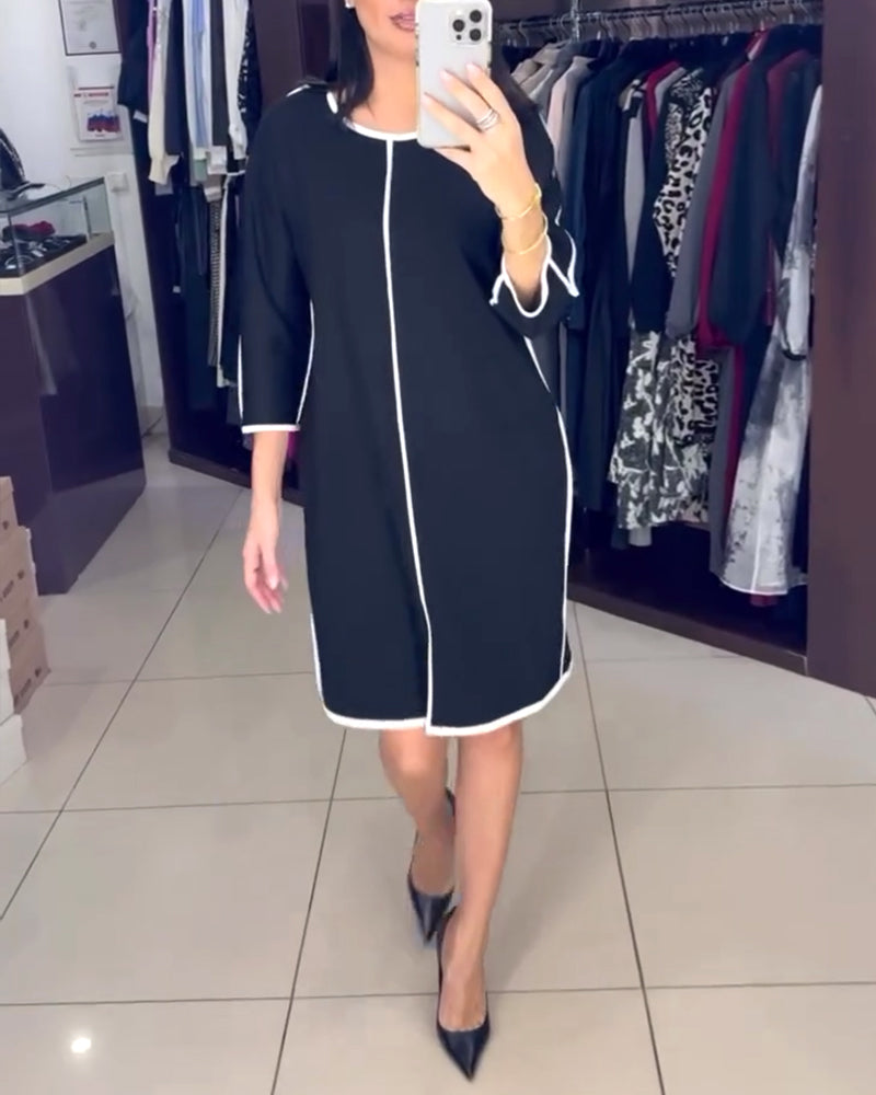 Loose Black and White Contrast Shift Dress 2024 f/w casual dresses spring