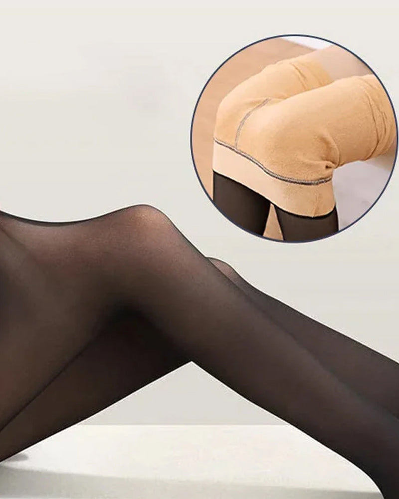 Flawless legs fake translucent warm plush lined elastic tights ACCESSORIES Leggings