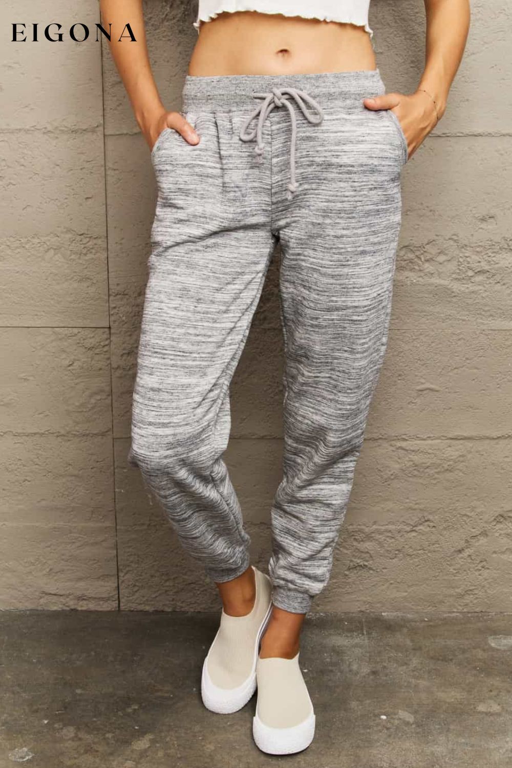 Full Size Tie Waist Long Sweatpants Heather Gray clothes Ninexis Ship From Overseas Shipping Delay 09/29/2023 - 10/02/2023 trend